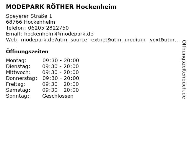 ᐅ Öffnungszeiten „Modepark Röther GmbH“ | Speyerer Straße 1 Modepark Röther in Gießen